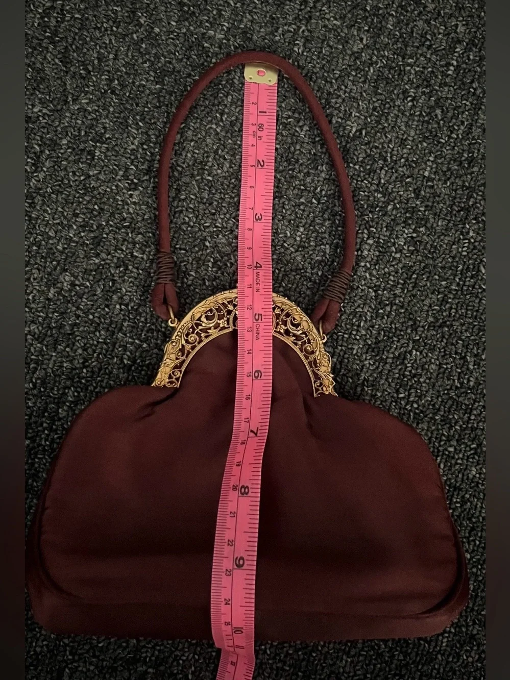 Vintage Rosenfeld Kiss-Lock Top-Handle Evening Bag Dark Cherry